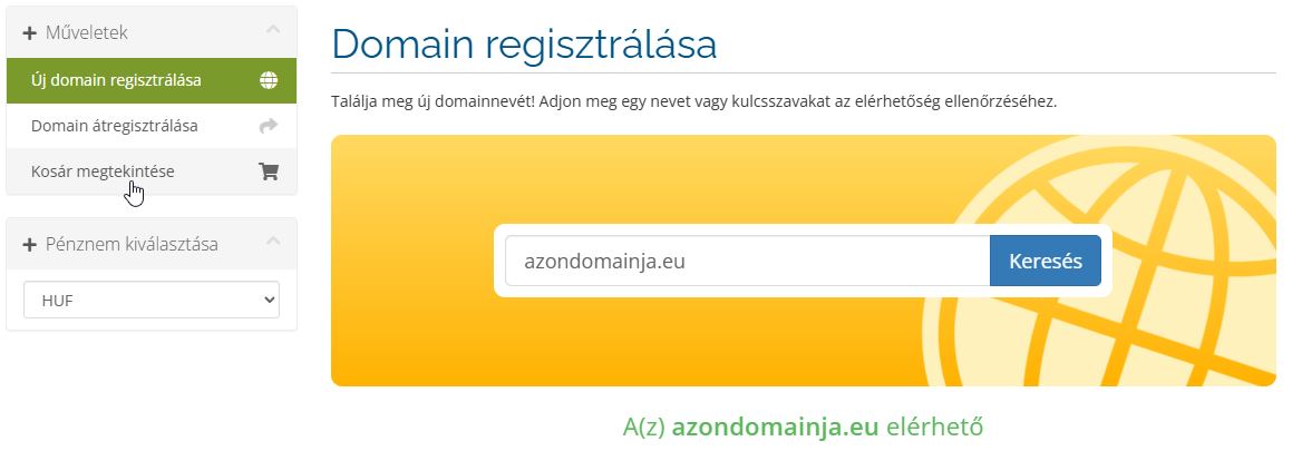 Kosár a bal oldali oszlopban