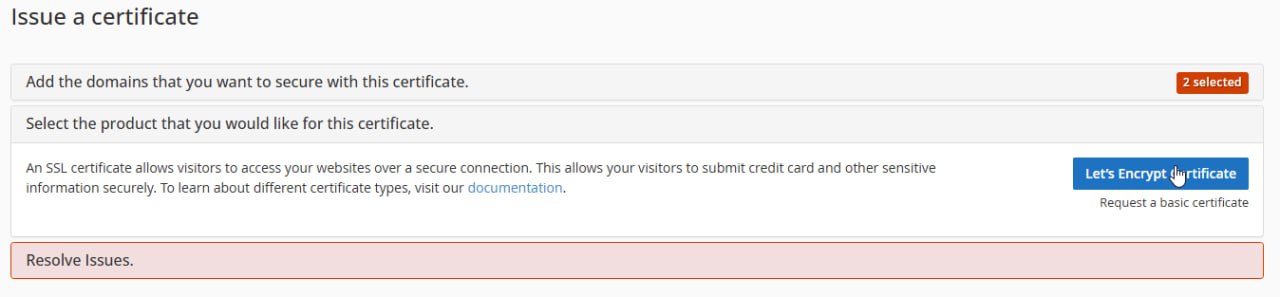 Az ingyenes SSL tanúsítvány indítása a Wizard felületen.