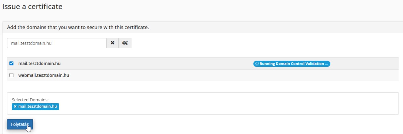 Domain kiválasztása a Wizard fülön.