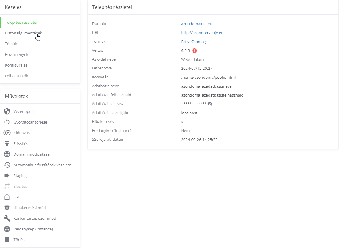 WordPress kezelés részletek
